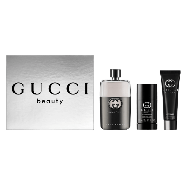 Gucci Guilty Pour Homme Coffret Cadeau 90ml , DEo 75gr et Gel douche 50ml