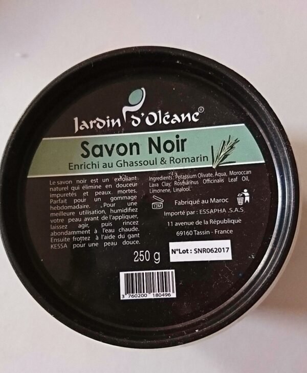 Savon noir au ghassoul et romarin 200 gr - Jardin d'Oleane