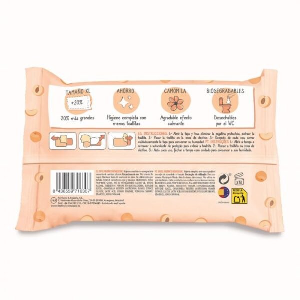 The Fruit Company Lingettes biodegradables Pêches XL