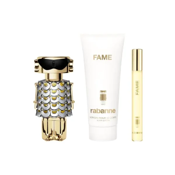 3349668656219_1_091e Coffret Cadeau Fame Rabanne Eau de Parfum 80ml,Lait corps100ml et 10ml