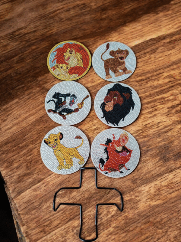 Sous verre résistant à la chaleur Disney 6 pièces avec support en perles fait main