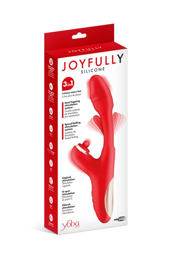 Vibromasseur rabbit 3-en-1 Joyfully rouge  - Yoba
