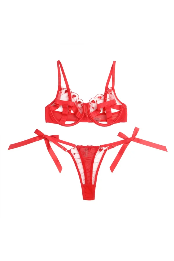 Paris Hollywood Ensemble lingerie rouge à cœur - 2 pièces Taille L/XL