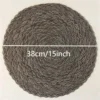 Lot de 6 sets de tables ronds tressés en coton, faits main, effet pailleté, diamètre de 38 cm - Gris