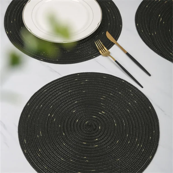 SHACOS Sets Rond Tressé Lot de 6, 38cm Lavable Résistante à la Chaleur pour Table à Manger