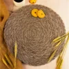 Lot de 6 sets de tables ronds tressés en coton, faits main, effet pailleté, diamètre de 38 cm - Gris