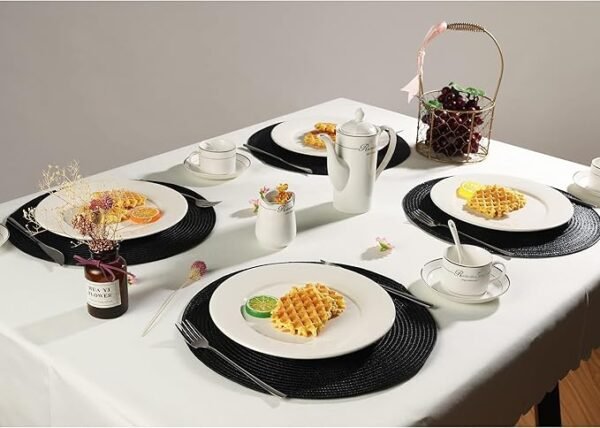 Set de table 6 pièces diamètre 38 cm couleur Noir lavables et résistants à la chaleur