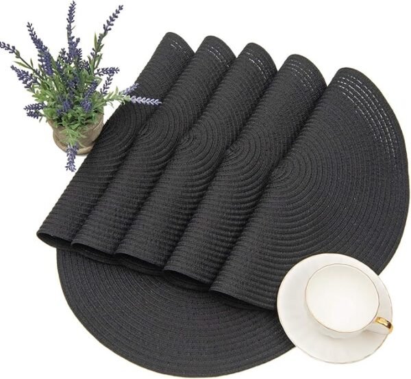 SHACOS Sets Rond Tressé Lot de 6, 38cm Lavable Résistante à la Chaleur pour Table à Manger