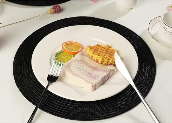 Set de table 6 pièces diamètre 38 cm couleur Noir lavables et résistants à la chaleur