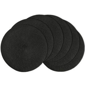 Set de table 6 pièces diamètre 38 cm couleur Noir lavables et résistants à la chaleur