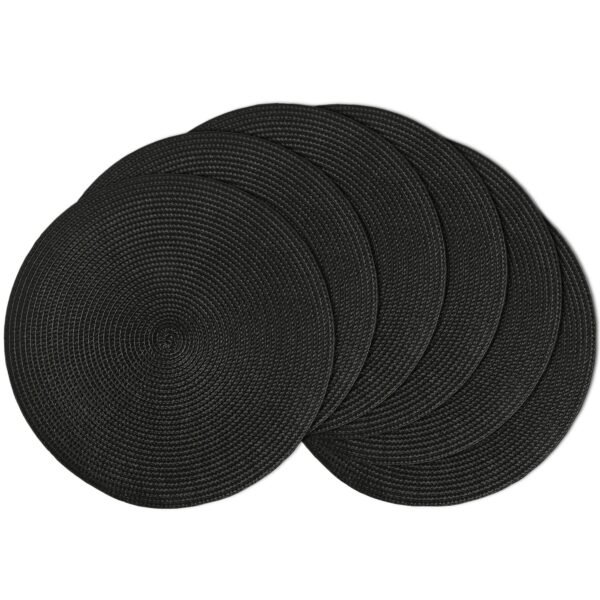 Set de table 6 pièces diamètre 38 cm couleur Noir lavables et résistants à la chaleur