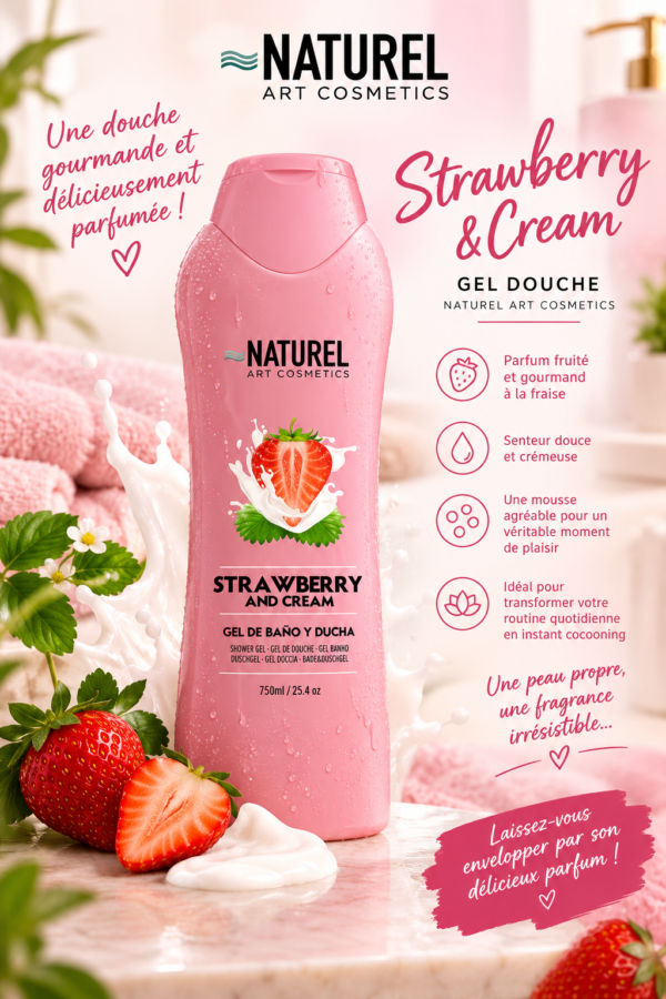 Gel douche Fraise et Crème 800ml - NATUREL ART